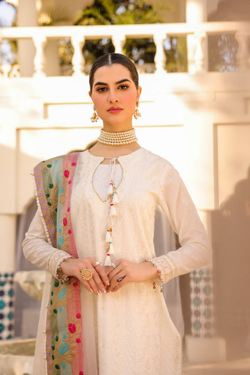 Alkaram ED-03A-23-Ivory Meraki Chikenkari Collection Online Shopping